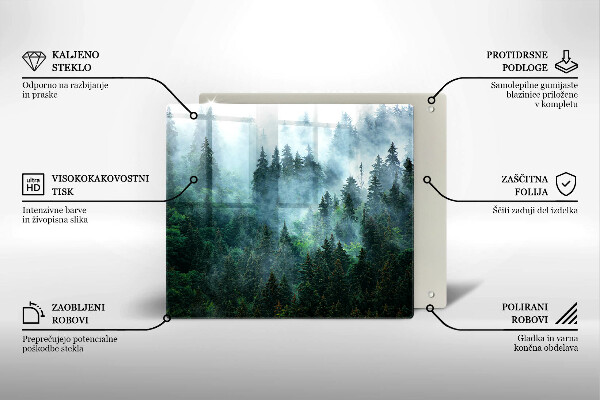 Tagliere in vetro temperato Foresta nella nebbia