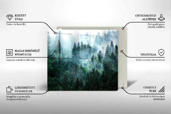 Tagliere in vetro temperato Foresta nella nebbia