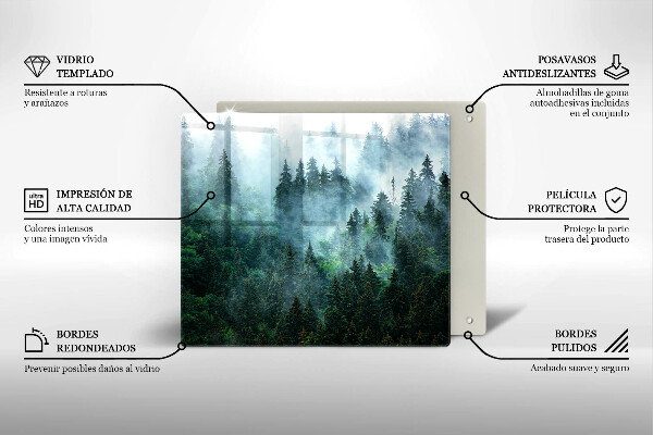 Tagliere in vetro temperato Foresta nella nebbia
