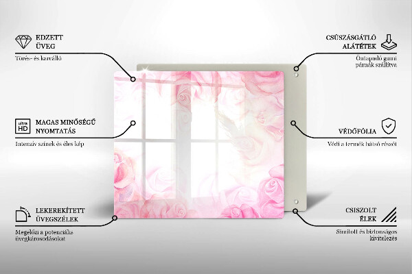 Tagliere in vetro temperato Sfondo delicato di rose