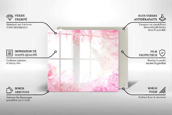 Tagliere in vetro temperato Sfondo delicato di rose