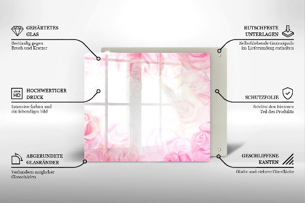 Tagliere in vetro temperato Sfondo delicato di rose