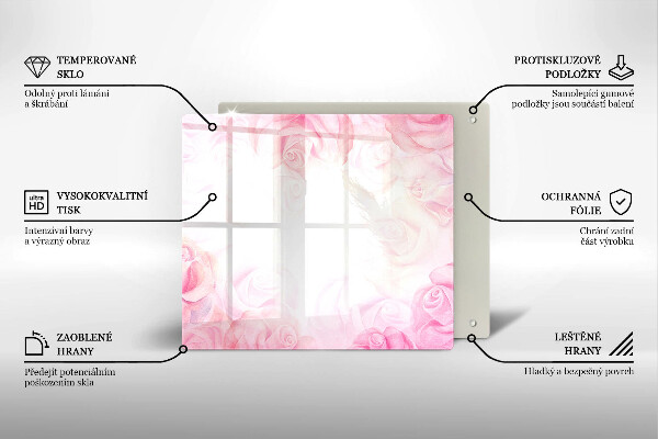 Tagliere in vetro temperato Sfondo delicato di rose