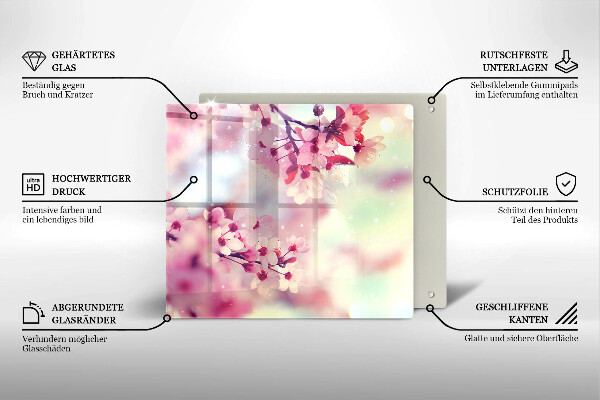 Tagliere in vetro temperato Fiori di melo naturali
