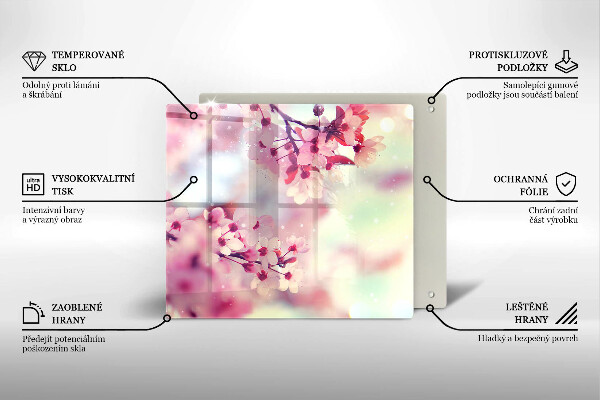Tagliere in vetro temperato Fiori di melo naturali
