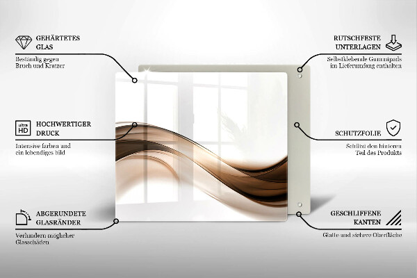 Tagliere in vetro temperato Linee marroni astratte