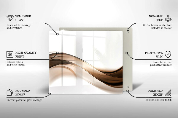 Tagliere in vetro temperato Linee marroni astratte