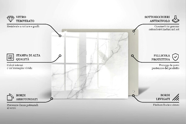 Tagliere in vetro temperato Sfondo di pietra di marmo