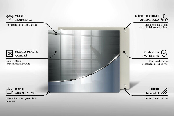 Tagliere in vetro temperato Modello di astrazione in metallo