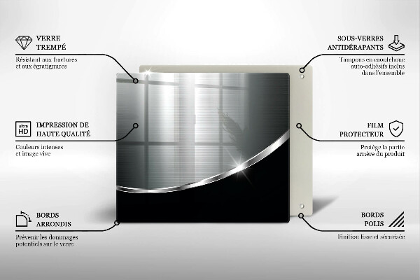 Tagliere in vetro temperato Astrazione con metallo