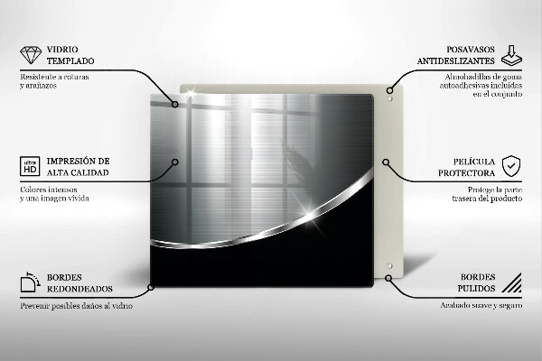 Tagliere in vetro temperato Astrazione con metallo