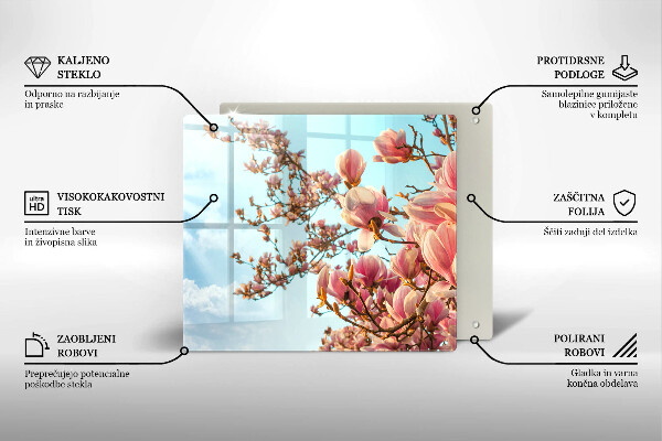 Tagliere in vetro temperato Albero di fiori rosa