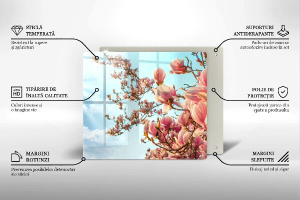 Tagliere in vetro temperato Albero di fiori rosa