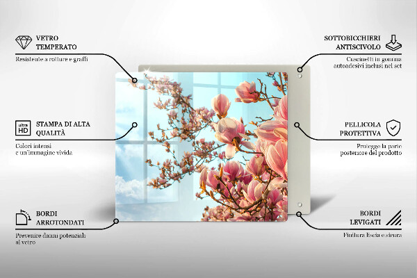 Tagliere in vetro temperato Albero di fiori rosa