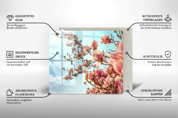 Tagliere in vetro temperato Albero di fiori rosa