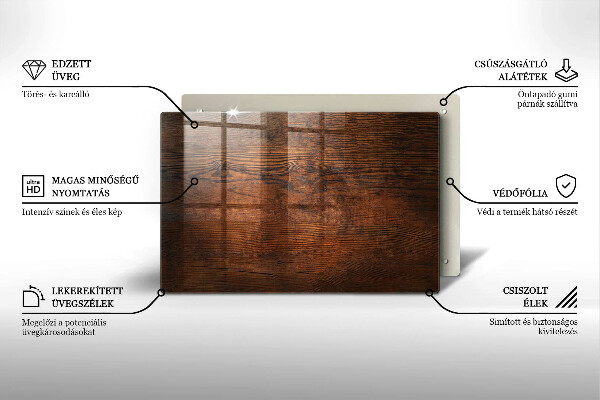 Tagliere in vetro temperato Tavola in legno scuro