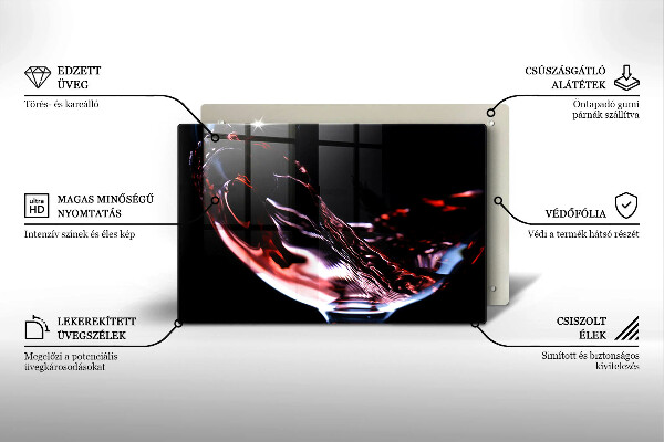 Tagliere in vetro temperato Un bicchiere di vino rosso