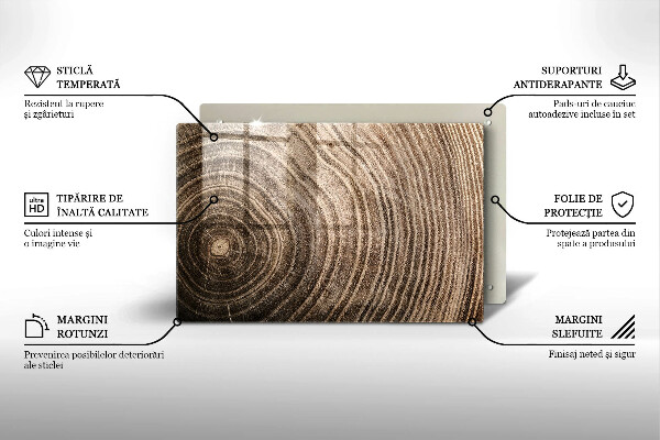 Tagliere in vetro temperato Anelli di legno