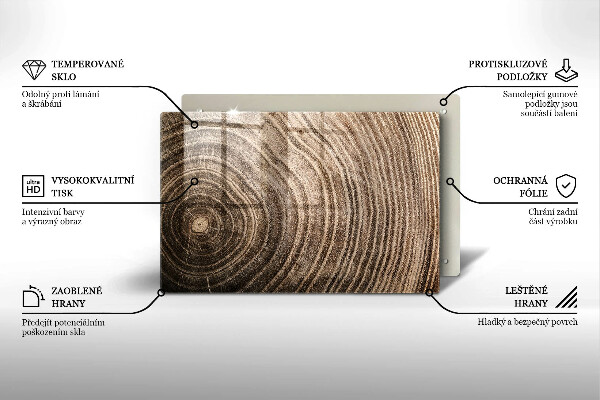 Tagliere in vetro temperato Anelli di legno