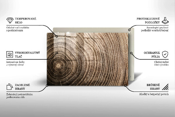 Tagliere in vetro temperato Anelli di legno