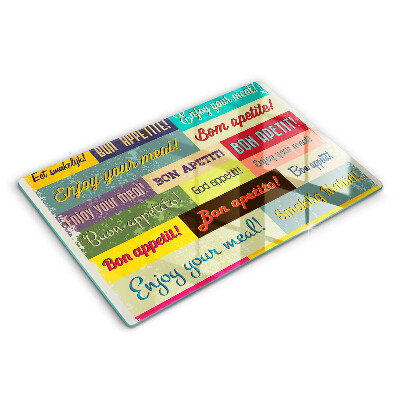 Tagliere in vetro temperato Sottotitoli Buon appetito lingue