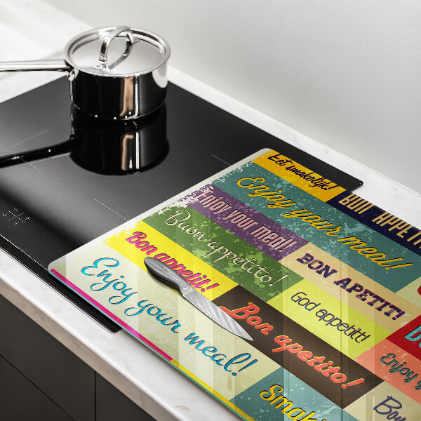 Tagliere in vetro temperato Sottotitoli Buon appetito lingue