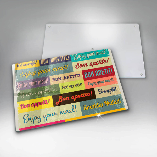 Tagliere in vetro temperato Sottotitoli Buon appetito lingue