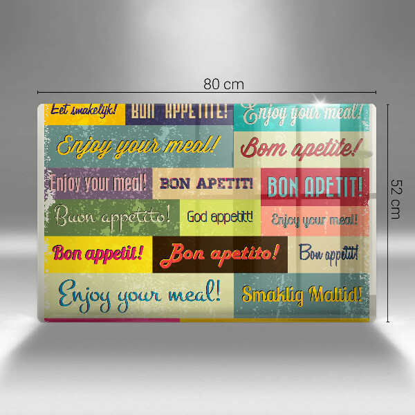 Tagliere in vetro temperato Sottotitoli Buon appetito lingue