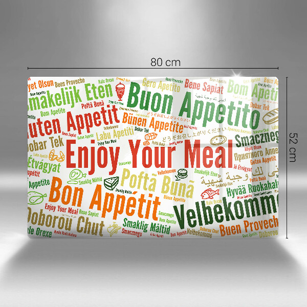 Tagliere in vetro temperato Sottotitoli Buon appetito lingue