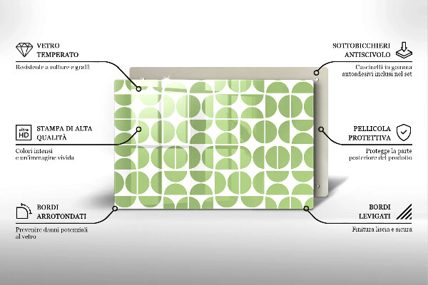 Tagliere in vetro temperato Modello di forme boho