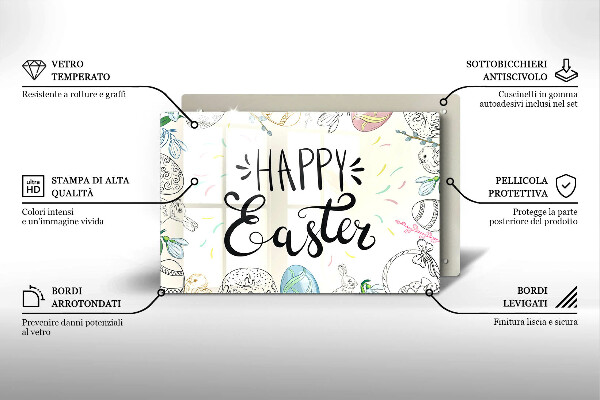 Tagliere in vetro temperato Happy Easter