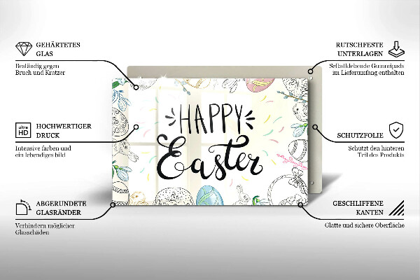 Tagliere in vetro temperato Happy Easter