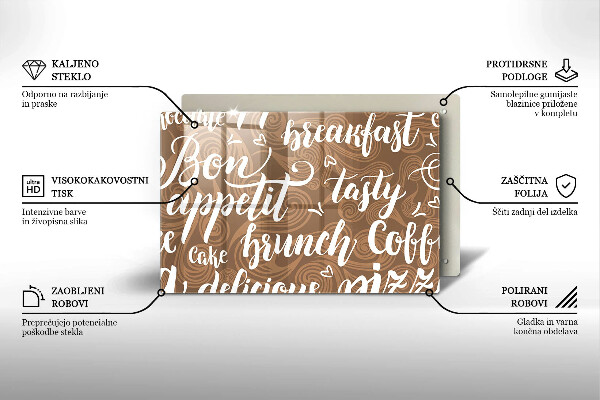 Tagliere in vetro temperato Sottotitoli Bon appetit