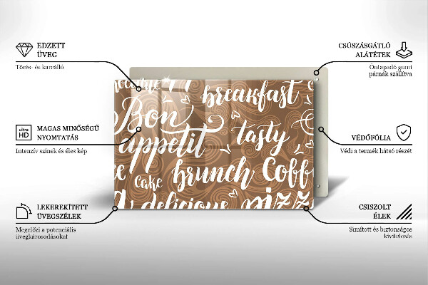 Tagliere in vetro temperato Sottotitoli Bon appetit