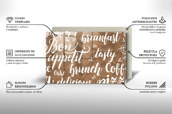 Tagliere in vetro temperato Sottotitoli Bon appetit