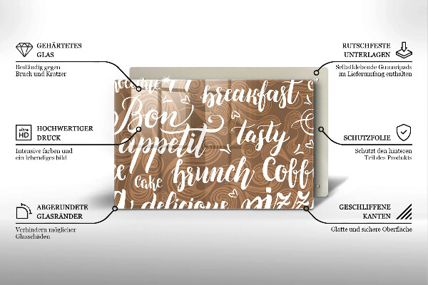 Tagliere in vetro temperato Sottotitoli Bon appetit