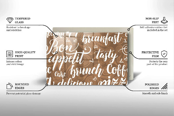 Tagliere in vetro temperato Sottotitoli Bon appetit