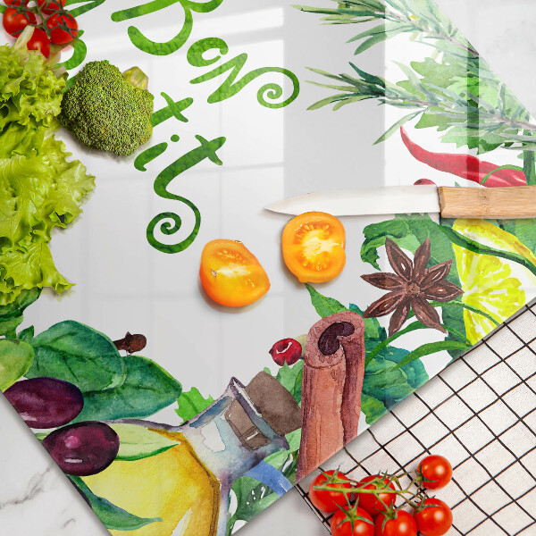 Tagliere in vetro temperato Iscrizione Bon appetit