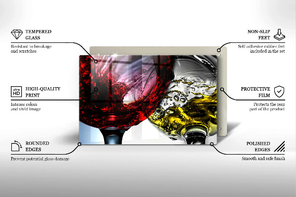 Tagliere in vetro temperato Bicchieri di vino