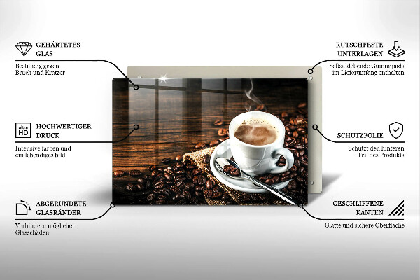 Tagliere in vetro Tazza e chicchi di caffè