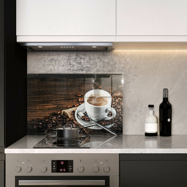 Tagliere in vetro Tazza e chicchi di caffè