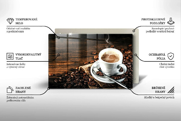 Tagliere in vetro Tazza e chicchi di caffè