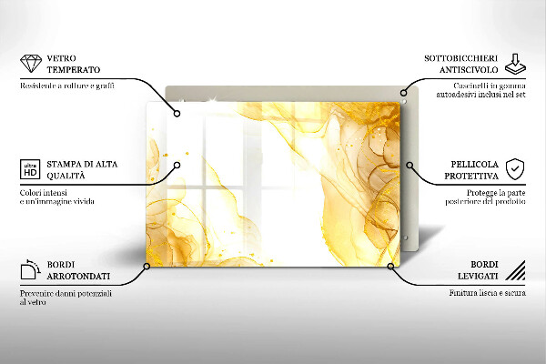 Tagliere in vetro temperato Astrazione dorata