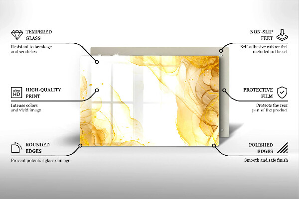 Tagliere in vetro temperato Astrazione dorata