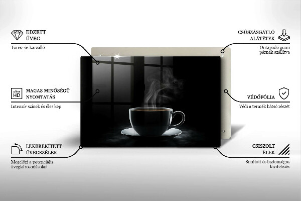 Tagliere in vetro Tazza di caffè calda
