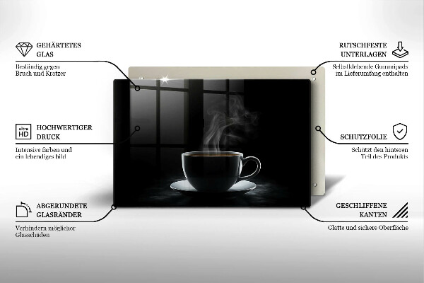 Tagliere in vetro Tazza di caffè calda