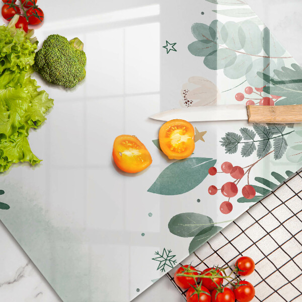 Tagliere in vetro temperato Foglie ad acquerello