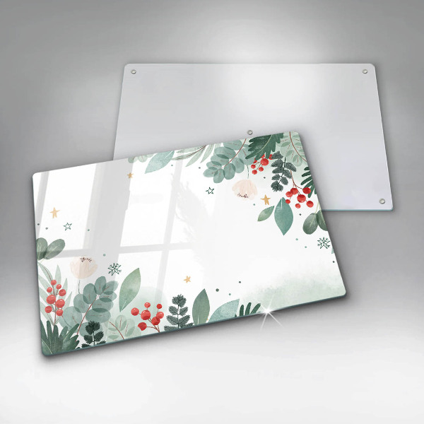 Tagliere in vetro temperato Foglie ad acquerello