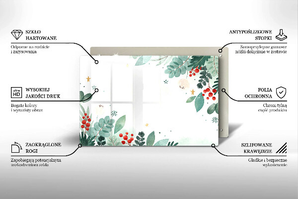 Tagliere in vetro temperato Foglie ad acquerello