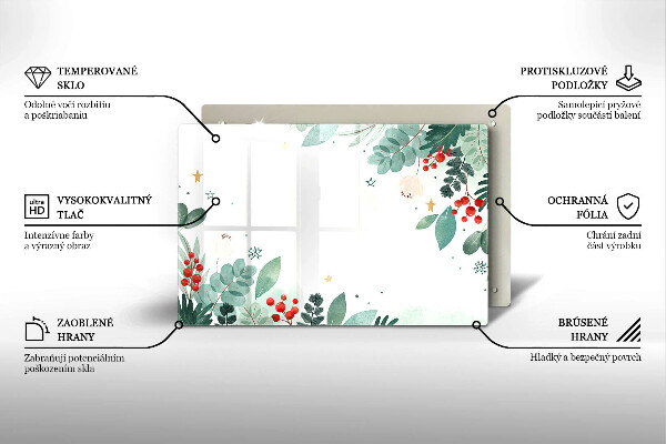 Tagliere in vetro temperato Foglie ad acquerello
